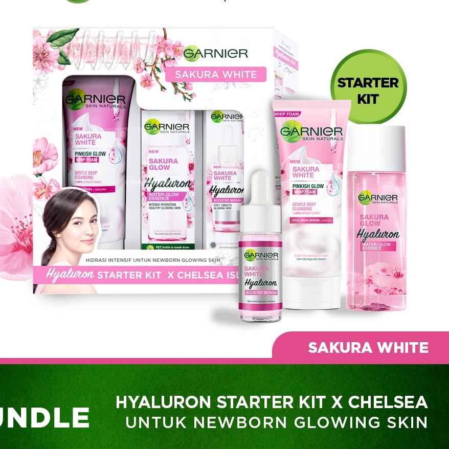 COD | KI3 | Garnier Sakura Glow Hyaluron Skincare Starter Kit X Chelsea - Booster Serum 15ml+ Whip F