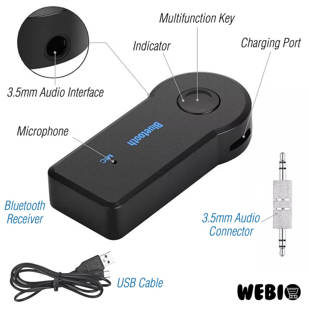 Aux Bluetooth Audio Receiver Blutut Adapter Mobil Wireless Car Dongle