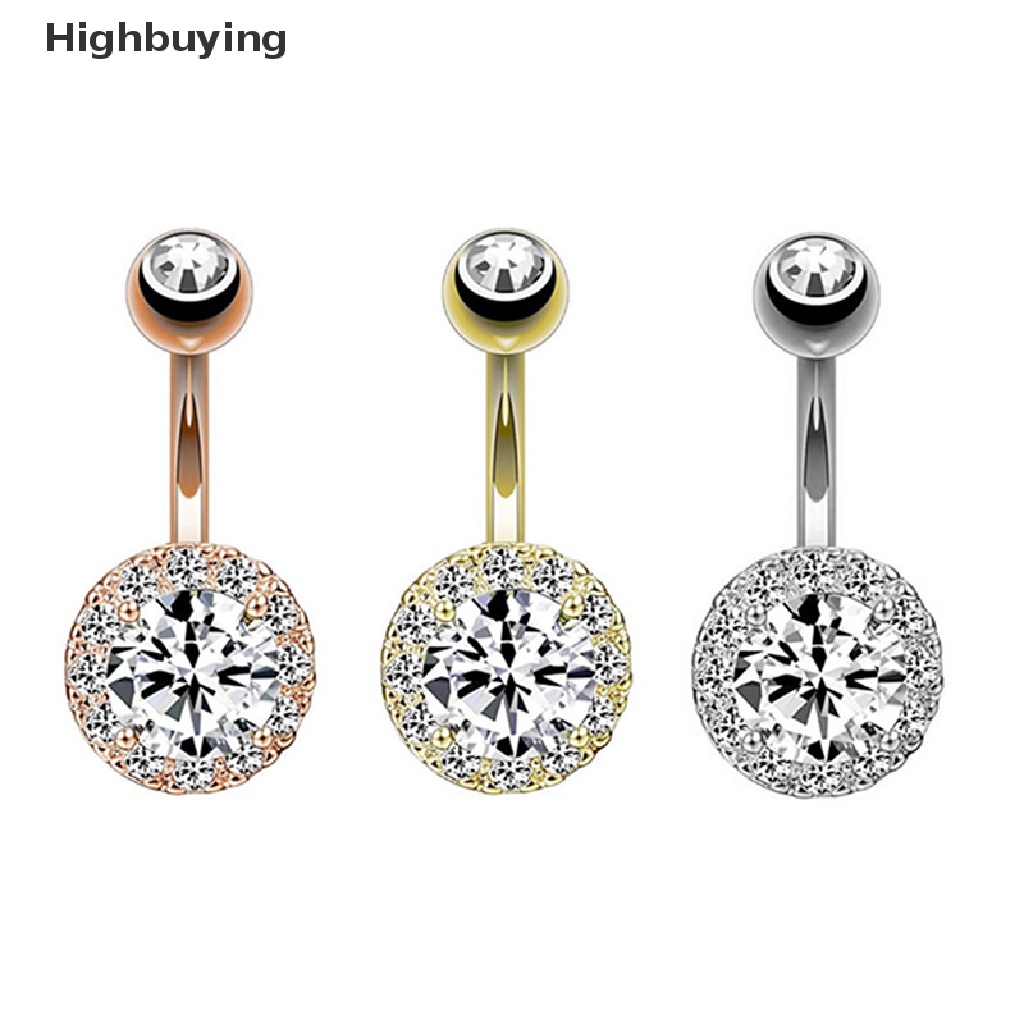 Hbid Indah Zirkon Bellybutton Kuku Stainless Steel Seksi Menjuntai Pusar Pusar Pusar Pusar Cincin Seksi Pusar Bar Perut Cincin Perhiasan Glory