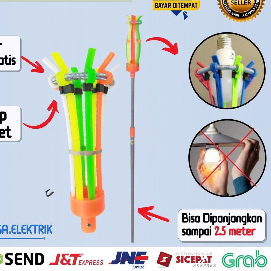 Depan1 Stik tongkat alat bantu ganti dan pasang kepala lampu LED Neon Bohlam Panjang 2.5 Meter Murah