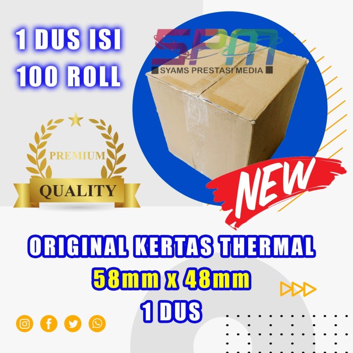 

Kualitas terbaik] Kertas thermal paper roll / Kertas Termal 58 x 48 1 Dus terlaris