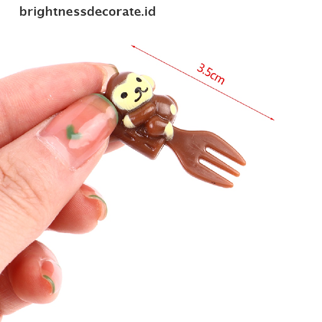[Birth] 6 Pcs Hewan Kucing paw Buah Garpu Mini Kartun Anak Snack Kue Pick Tusuk Gigi [ID]