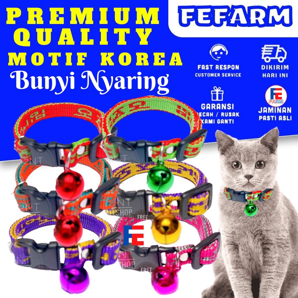 Kalung Kucing Premium Lonceng Doff Motif Korea Premium Quality FEFARM