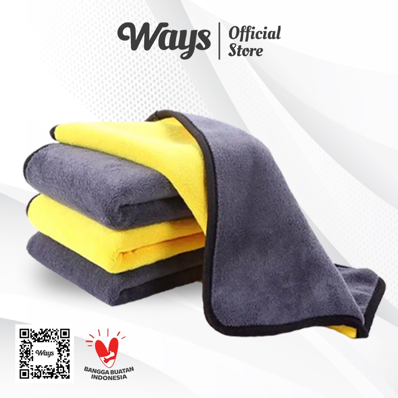 WAYS Kain Lap Microfiber Detailing 2 Sisi Warna | Lap Cuci Halus Cleaner Wax Detailer Motor Mobil