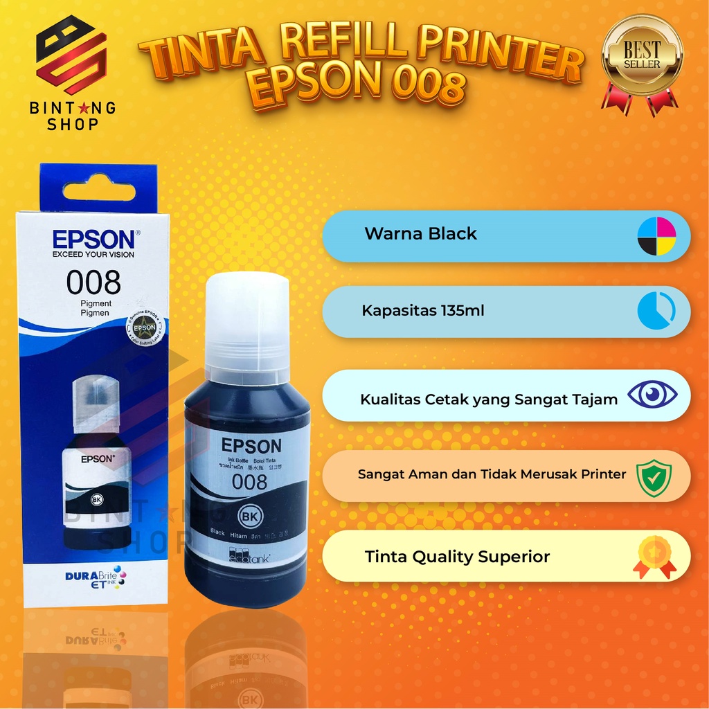 Tinta Epson 008 Black Tipe Printer L6550 L6580 L15150 L15160