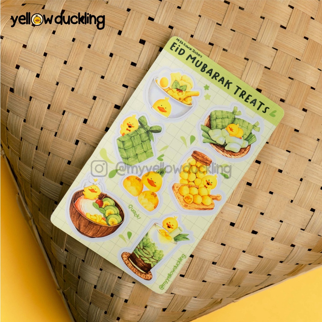 

STICKERS - ITIK LEBARAN EDITION STICKER SET - STIKER ITIK EID LIBURAN LEBARAN KETUPAT JAJANAN MANIS - YELLOW DUCKLING HANDDRAWN MR ITIK - LIMITED EDITION - JURNAL STUDYGRAM DOFF MATTE FINISH WATERPROOF