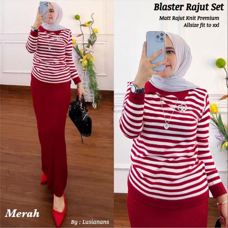 Blaster Rajut Set by Lusianans Setelan Rok Rajut