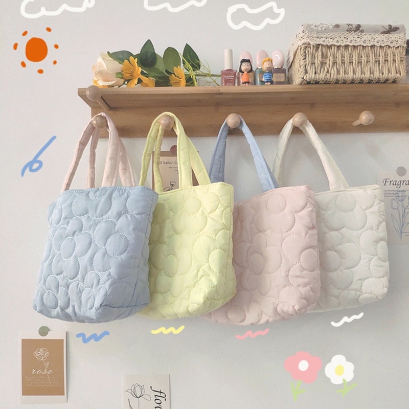 LITTLE MOLLY | Premium Puff Korean Hand Bag/Mini Tote Bag Pastel Color/Tas Mukenah Warna Soft /Elora