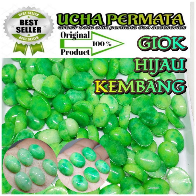 Borongan sekodi 20pcs batu akik giok hijau tembus senter / giok hijau kembang / giok burma