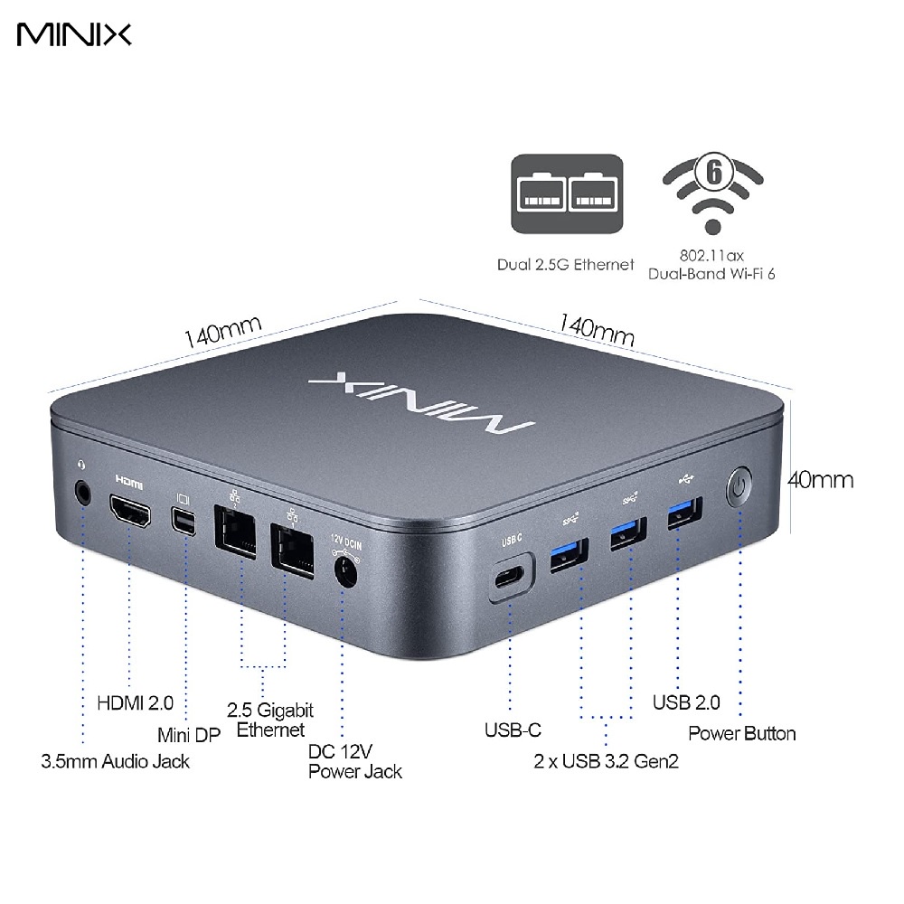 AKN88 - MINIX NEO J51-C8 - Mini PC Windows 11 - Intel N5105 RAM 8GB SSD 256GB