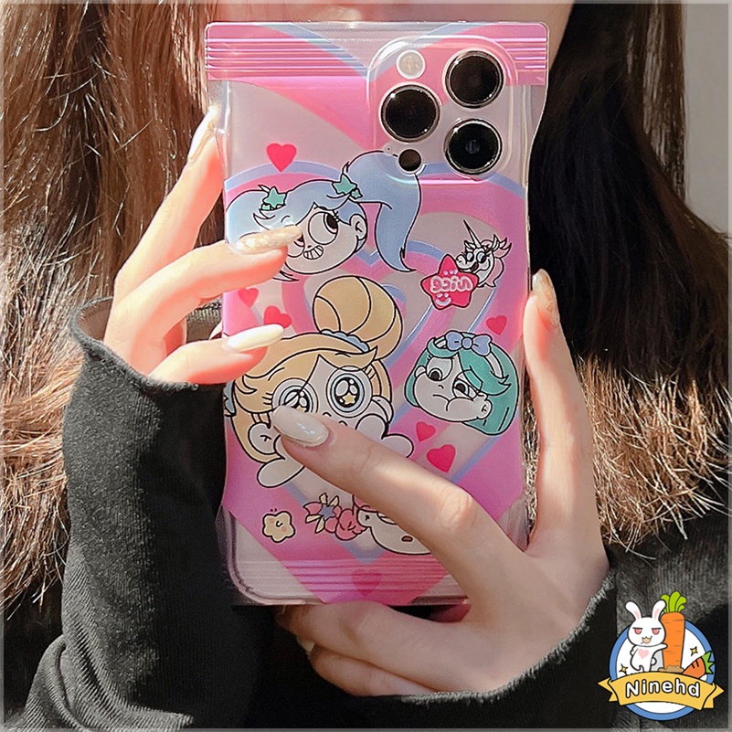 IPHONE Casing Kompatibel Untuk Iphone14 13 12 11 Pro Max X Xr Xs Max8 7 6 6s Plus Se2020 Candy Snack Bag Case Kartun Cinta Kecil Policewoman Phone Silicone Soft Case Cover Pelindung