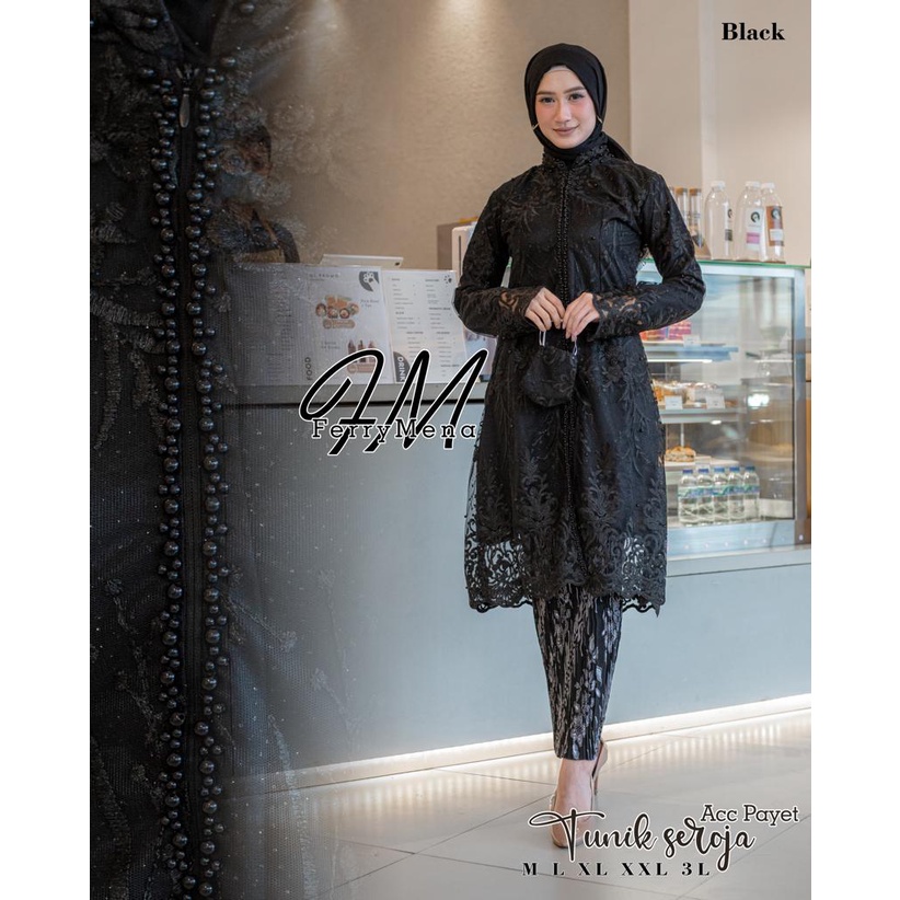 Kebaya tunik brokat seroja Kebaya tunik modern Kebaya remaja Baju akad pesta pernikahan wisuda Size M L XL XXL