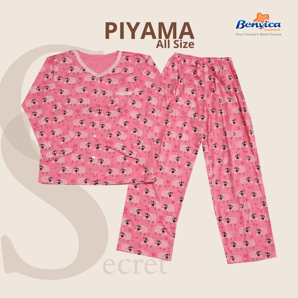 BAJU TIDUR PIYAMA KAOS LENGAN PANJANG DEWASA BANYAK MOTIF GINA SECREET