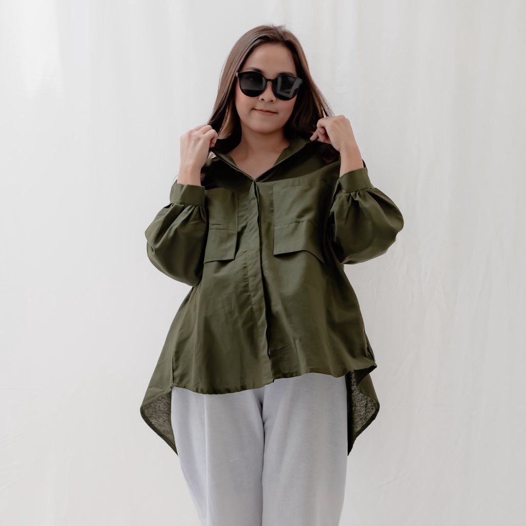 Bajuboo Dore - Oversize Shirt Linen Rami Premium Bumil &amp; Busui Friendly (HANYA ATASAN)