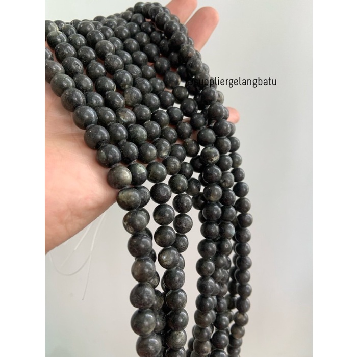 batu labrador HITAM 8mm BLACK labradorite bahan akik natural abu grey