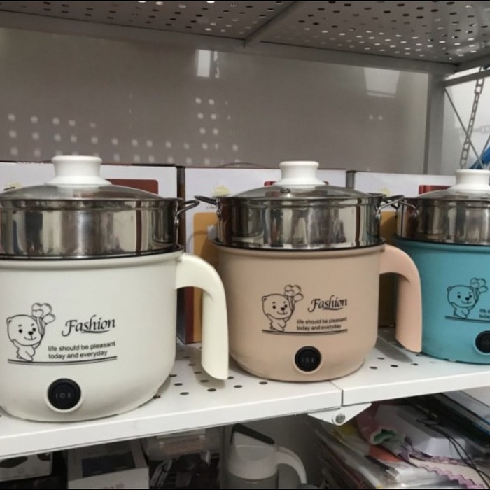 panci listrik Panci Listrik Panci Elektrik YK Design FREE Kukusan Stainless 0,8 L - Putih(E9Y0) Panc
