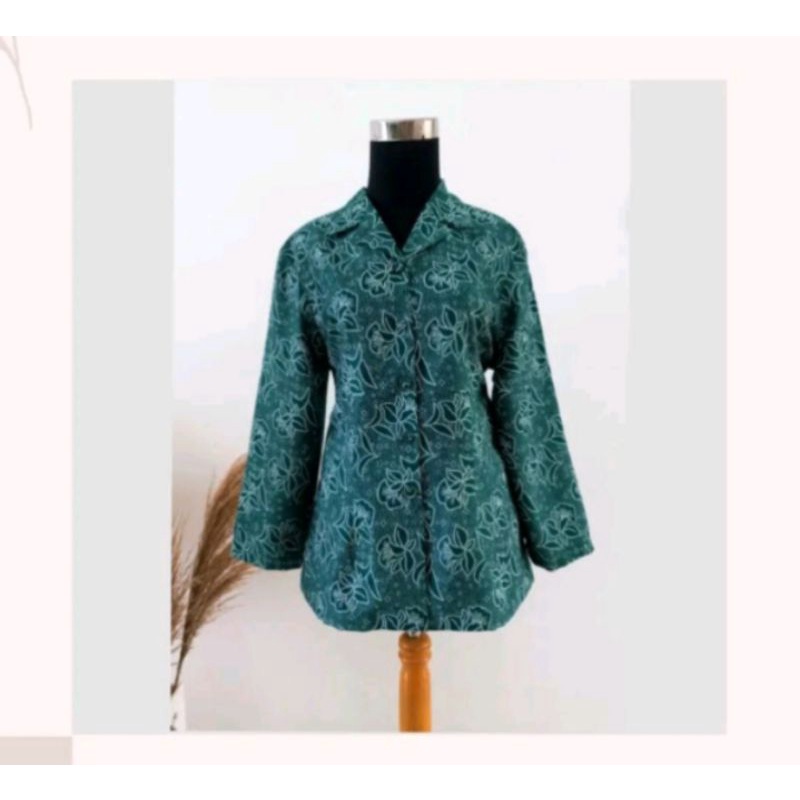 KEMEJA BATIK PKK NASIONAL SERAGAM WANITA BAHAN BABYTOUCH HIJAU TOSCA