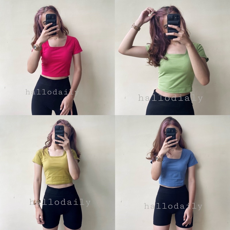 Kaos Tshirt Crop Top Square woman Cotton Combed 24s