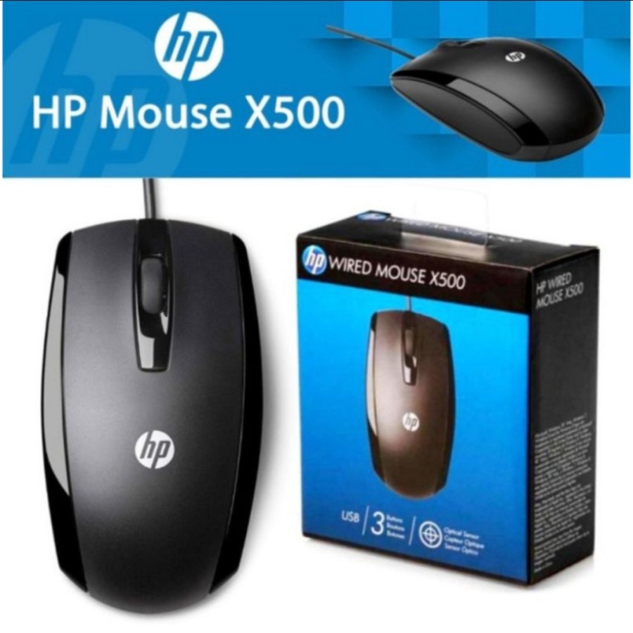 MOUSE WIRED HP X500 / MOUSE KABEL HP X 500 OPTICAL USB
