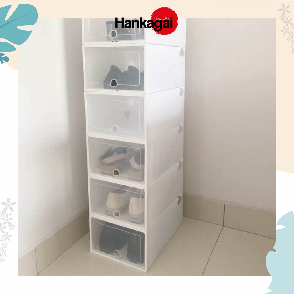 Kotak Sepatu Lipat Penyimpanan Sepatu Sandal Flip Shoes Box Storage Plastik Transparan