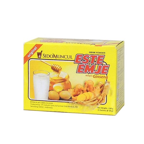 ESTE EMJE GINSENG SIDOMUNCUL 5 SACHET SUSU TELUR MADU JAHE
