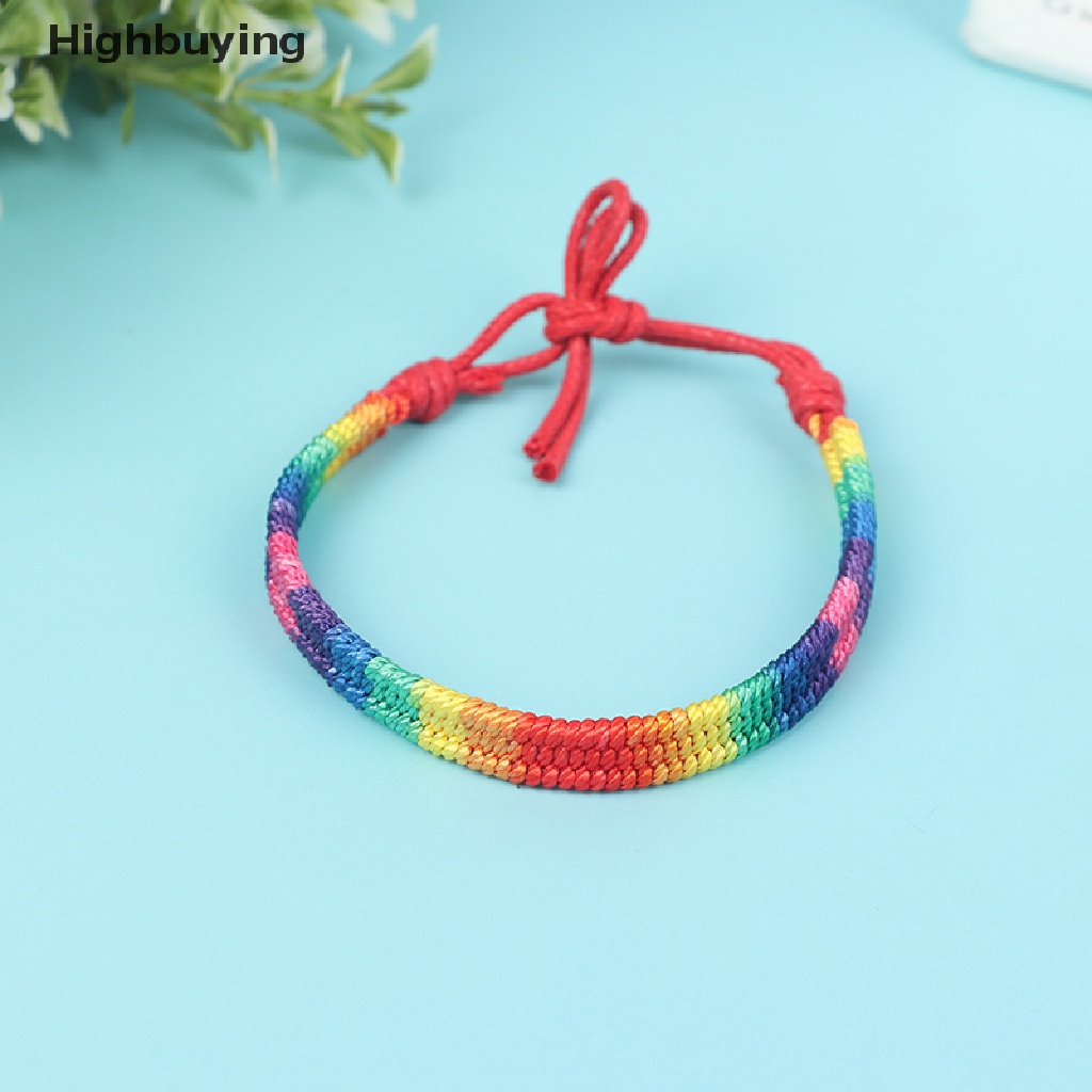 Hbid Charm LGBT Gelang Tali Hujan Untuk Pasangan Pride Gay Wanita Pria Handmade Anyaman Glory