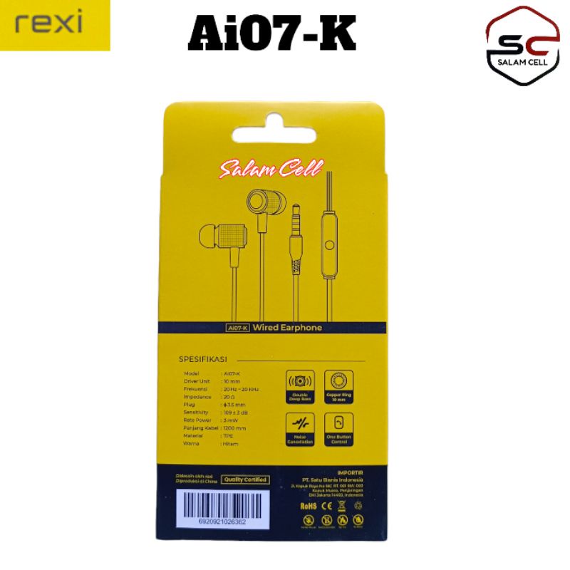 Headset Rexi Ai07-K Stereo Surround Original Rexi Ai07k Garansi Resmi