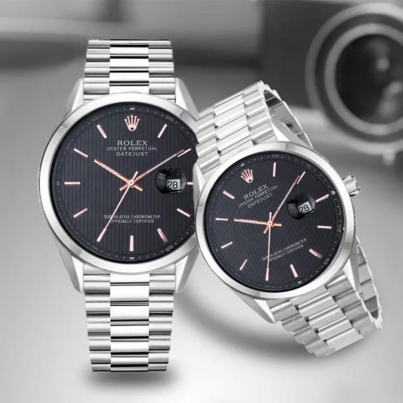 Jam Tangan Couple Pasangan Terbaru Kekinian Tahan air Mewah Tanggal Aktif Tali Rantai Stainliss // Jam Tangan Couple Termurah Dan Terlaris Simple / Jam Tangan Pria/Wanita Model Analog Bayar di Tempat