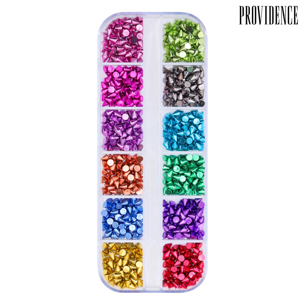 Providence 1kotak Pesona Nail Art Tidak Luntur Anti-Oksidasi Tahan Jatuh Yang Dapat Dilepas 12kisi DIY Rivet Gadis Kuku Aksesori Kecantikan Nail Salon Supply