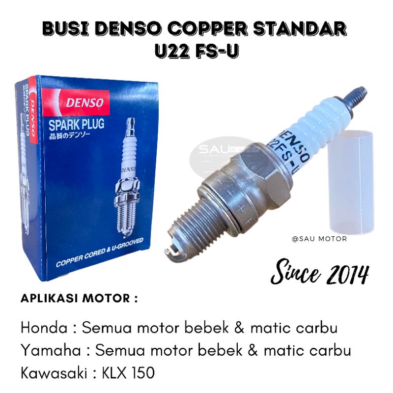 Saumotor Busi Denso U22Fs-U Drat Pendek Busi Motor Bebek Matic Carbu Original