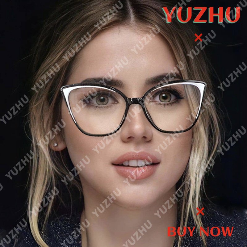 (YUZHU) Kacamata Anti Cahaya Biru Untuk Wanita Mode Barat Gaya Retro Cat Eye Anti Radiasi Eyeglasses Untuk Wanita