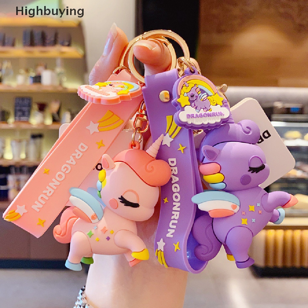 Hbid Gantungan Kunci Kartun Fairytale Rain Horse Untuk Wanita Lucu Car Keyring Bag Pendant Glory