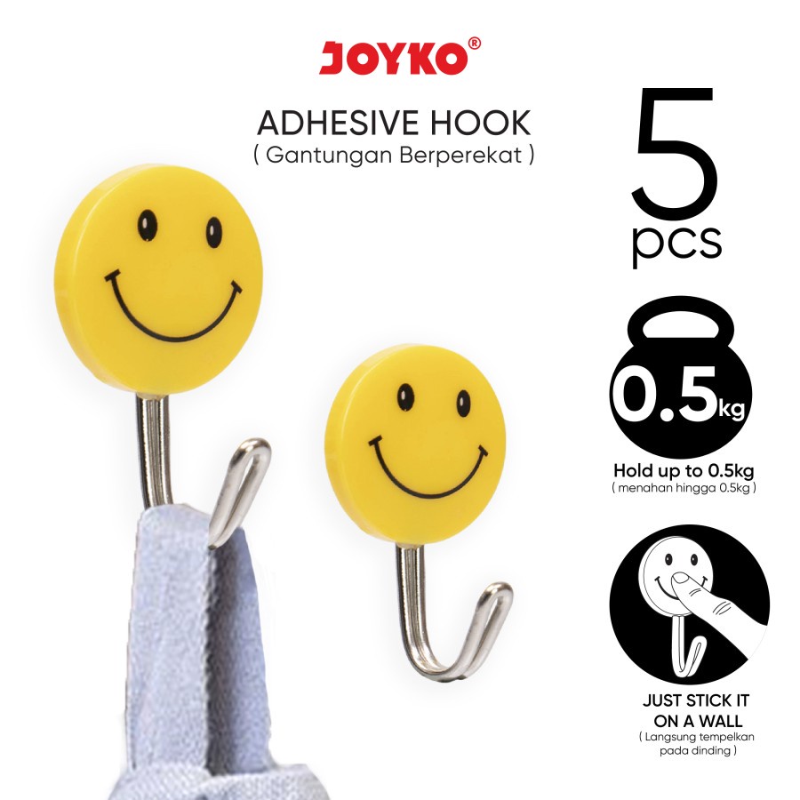 Adhesive Hook Gantungan Baju Tempel Dinding Stainless Joyko ADHK-3090