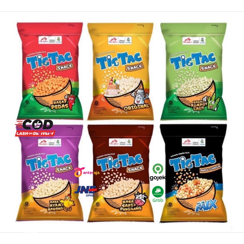 ( JSO ) Tic Tac Snack Pilus Renceng isi 10 x 18gr Dua Kelinci Ayam Bawang Original Rumput Laut Pedas Sapi Panggang All Varian Rasa