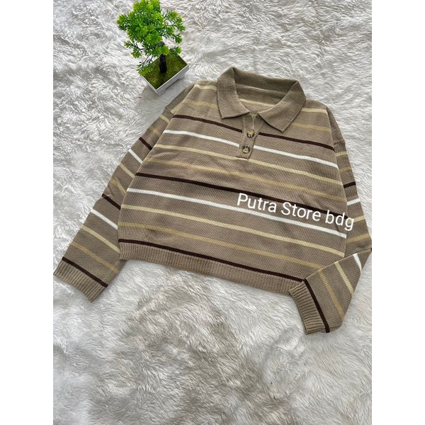 Polo Alena sweater crop rajut wanita