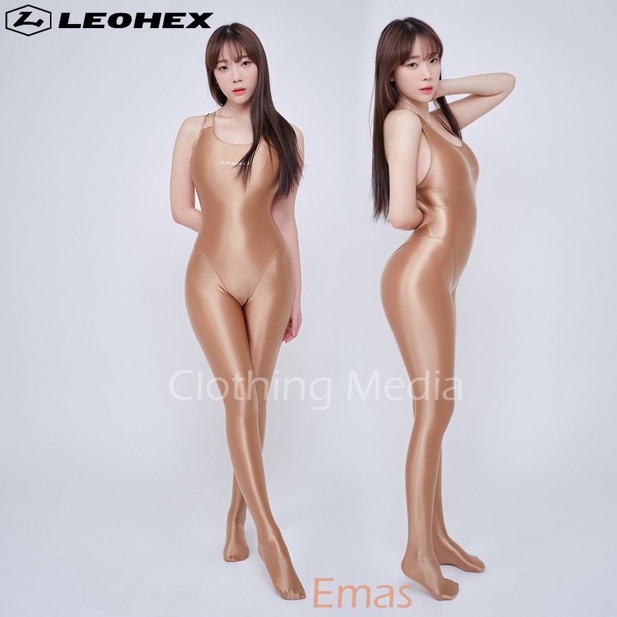LEOHEX Bodysuit Silky Tanpa Lengan Jumpsuit Sleeveless Glossy Premium Halus