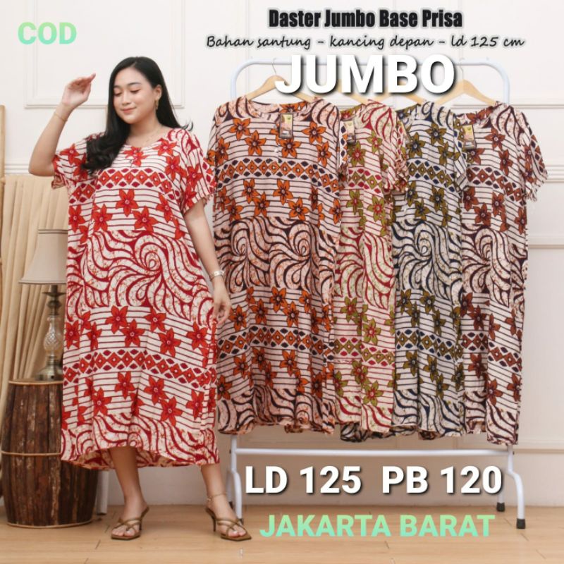 DASTER JUMBO XXL MOTIF BASE PRISA BUSUI KANCING BUMIL DRESS BAJU TIDUR