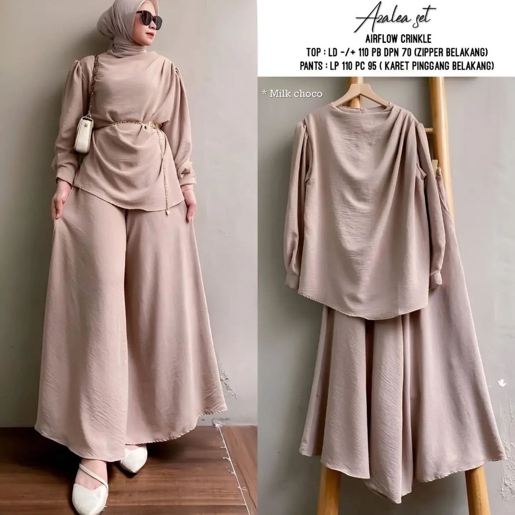 AZALEA SET MC BAHAN CRINKLE AIRFLOW MOTIF POLOS Setelan Wanita Kekinan Jumbo Ukuran M L XL XXL SETELAN WANITA KOREAN STYLE MUSLIM ONE SET FASHION MUSLIM KONDAGAN