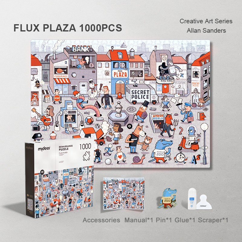 Mideer Renaissance Puzzle 1000 pcs Flux Plaza JIgsaw Puzzle 1000 pcs Mainan Puzzle Besar 1000pcs
