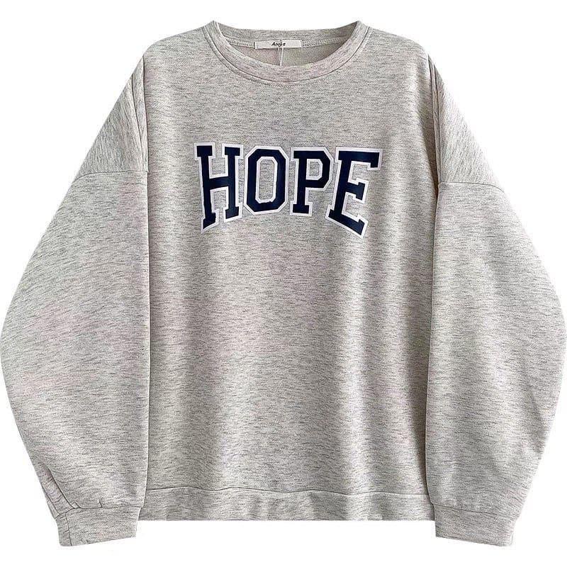 HOPE SWEATER CREWNECK OVERSIZE UNISEXE FLEECE WANITA PRIA