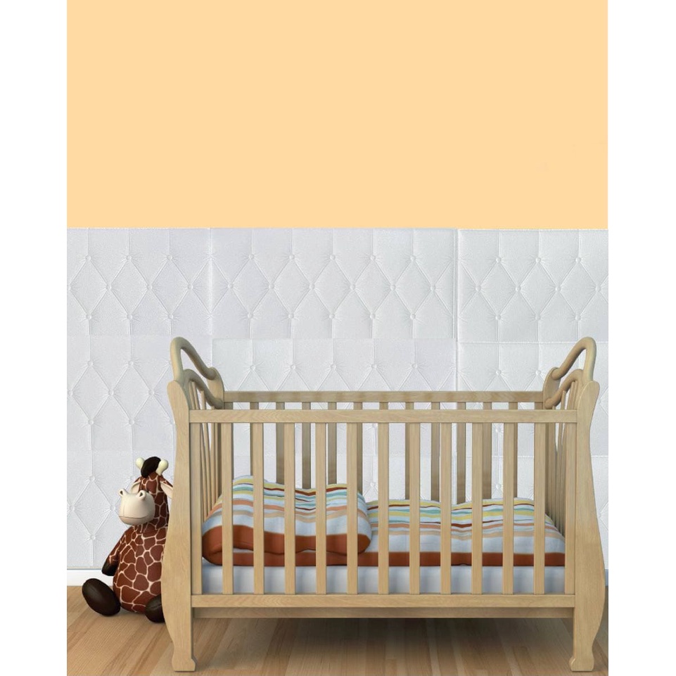 Wallpaper 3D Foam Headboard Putih Bed Wall Stiker Wallfoam Dinding 3D Walpaper Foam Dekorasi Kamar Minimalis Elegant