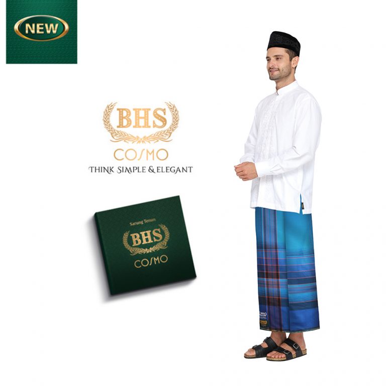 Sarung Tenun Premium Merek BHS Series Cosmo Istanbul Warna Biru (CTB)