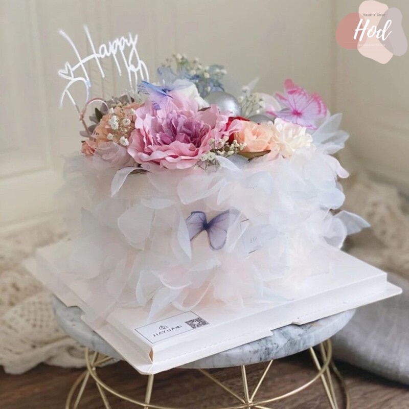 Flower Cake Side / Pinggiran Pelek Kue Bentuk Bunga Renda Bahan Kain Bening Colorful Pastel Pink Pur