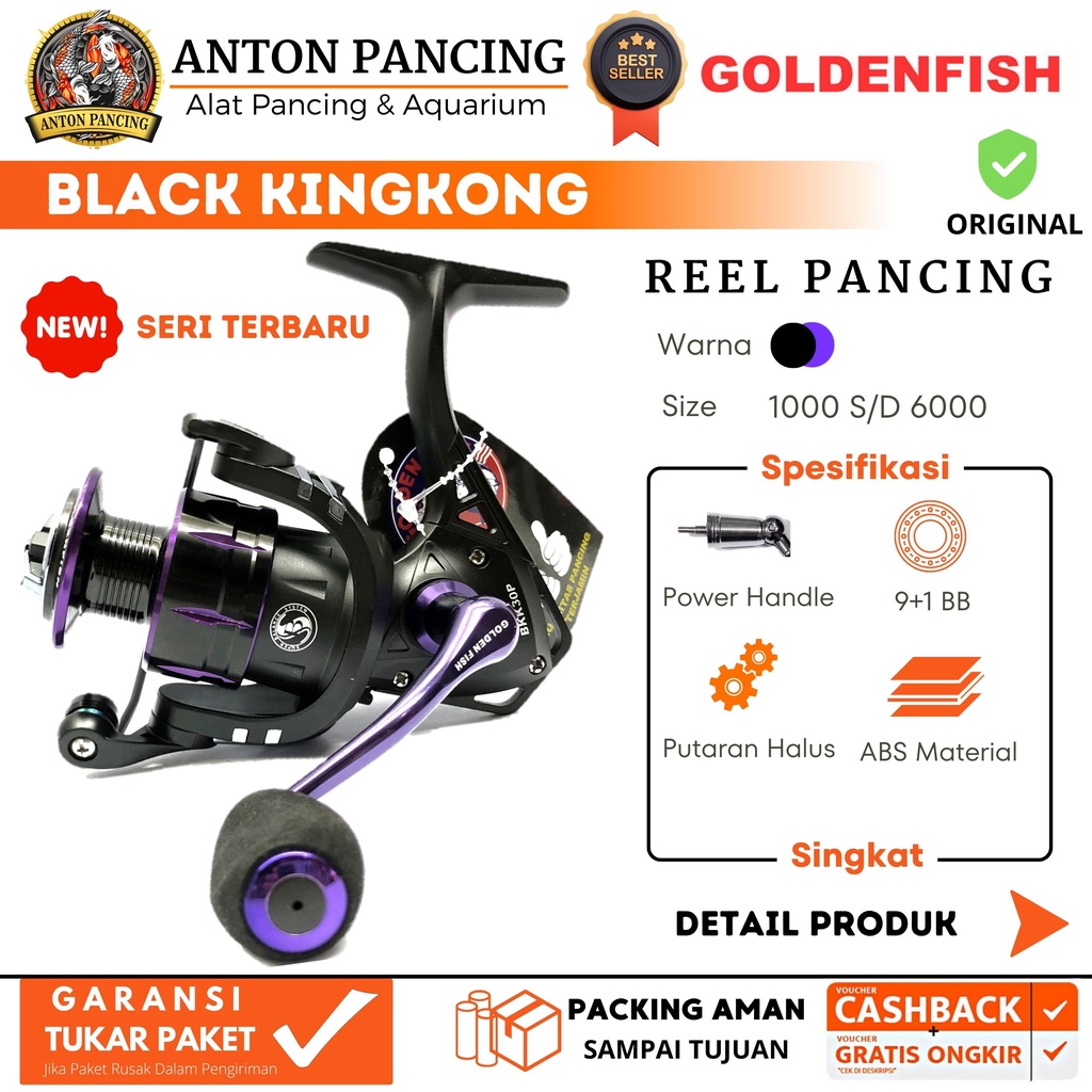 New Reel Pancing Golden Fish Black Kingkong Power Handle 1000 2000 3000 4000 5000 6000 9+1 Ball