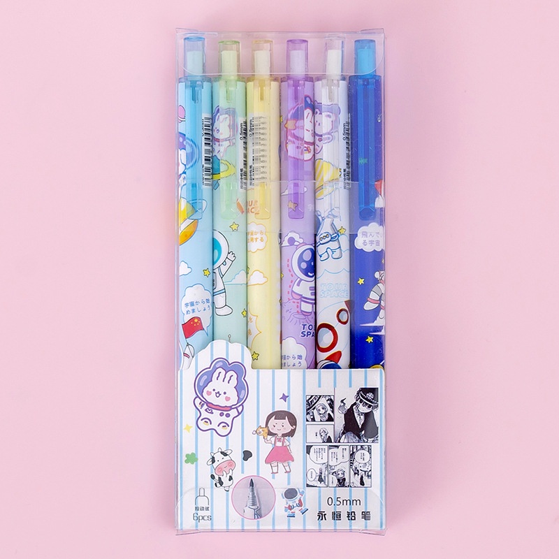 6PCS PENSIL 2ML MEKANIK KARAKTER LUCU 0.5MM - PENCIL MEKANIK -JT0009