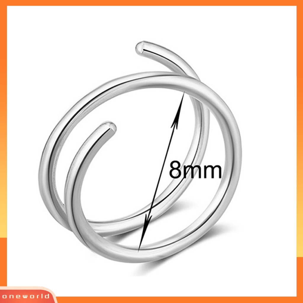 [oneworld] 5pcs Cincin Hidung Single Piercing Shiny Tipis Electroplating All-match Dekorasi Stainless Steel Wanita Pria Double Spiral Twist Nose Hoop Rings Untuk Kehidupan Sehari-Hari