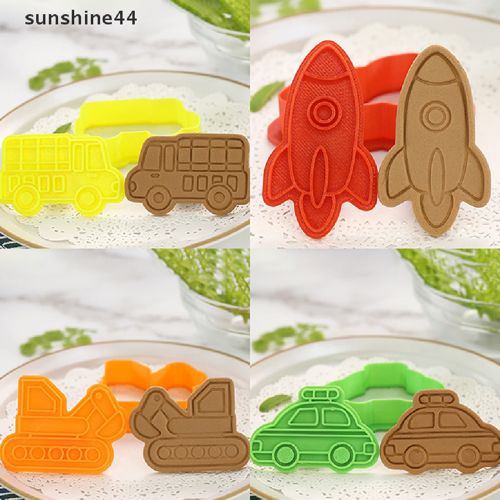 Sunshine 8Pcs Cetakan Biskuit Bentuk Truk Fondant Pastry Cutter Alat Baking Cookies Cetakan.