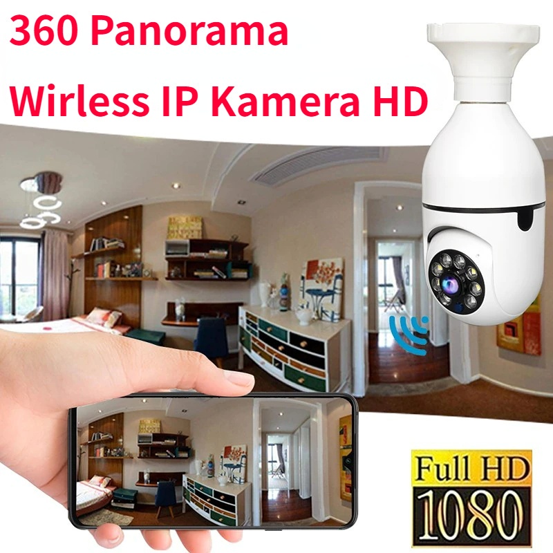 【COD】E27 Surveillance Kamera CCTV Bulb Lampu Socket IP Kamera WiFi Security Protection HD 1080P Spotlight Automatic Human Tracking