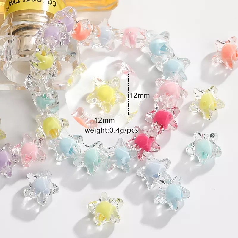 (25 pcs)Mote Isi Manik Isi Doff Bahan Kerajinan Meronce Mute Isi Clear Frosted Mote Isi Bintang