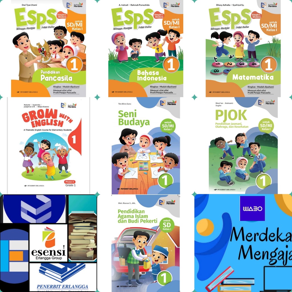 Buku siswa kelas 1 Kurikulum Merdeka SD / MI kurikulum merdeka Penerbit Erlangga PKN , MTK , BAHASA 